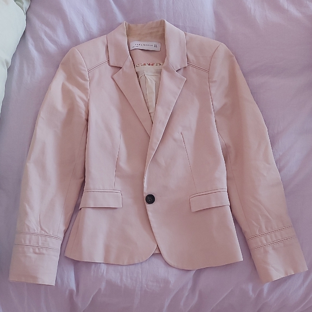 Zara Pink Tailored Blazer with Notched Lapels